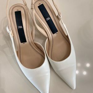 Zara, two tone, sling back, kitten heels